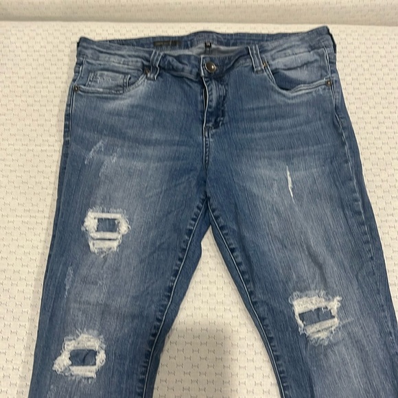 Kut from the Kloth Denim - Kut jeans, Connie skinny crop, size 14, holes have patches.